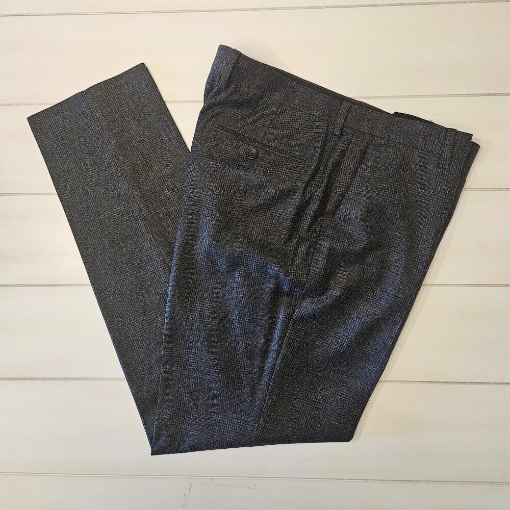 J. Crew Grey Loro Piano Wool and Cashmere Ludlow Glen Plaid Pants - 33W/32L